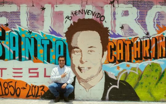 Nuevo Santa Catarina festeja la llegada de Tesla con un mural en honor a Elon Musk